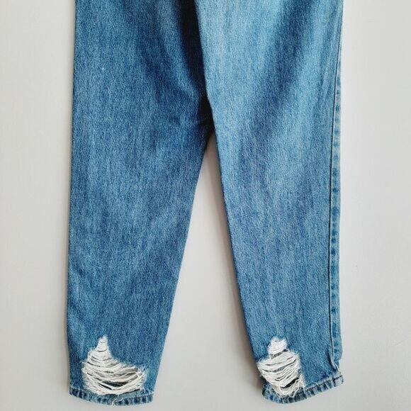 TOPSHOP | Mom Jean High Rise Distressed Blue Mid Wash Sz 25 Flawed - Picture 9 of 14